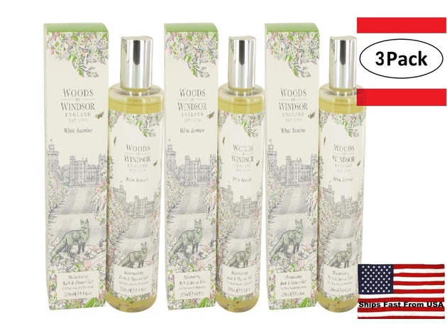3 Pack White Jasmine by Woods of Windsor Shower Gel 8.4 oz for Women