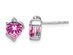 1.45 Carat (ctw) Lab Created Heart Shaped Pink Sapphire Solitaire Earrings in 14K White Gold