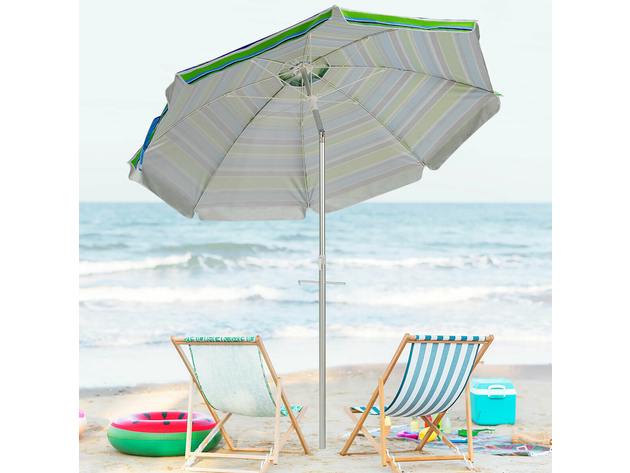 Costway 6.5FT Patio Beach Umbrella Sun Shade Tilt W/Carry Bag Turquoise - as pictures show