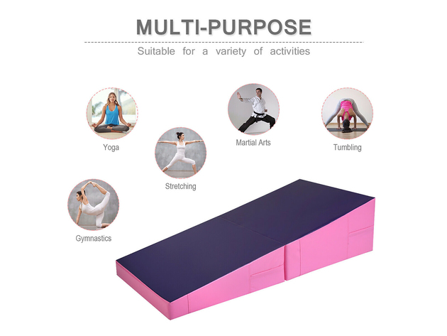 Costway Incline Gymnastic Pad Folding Wedge Ramp Gym Fitness Exercise Sport Tumbling Mat - Purple