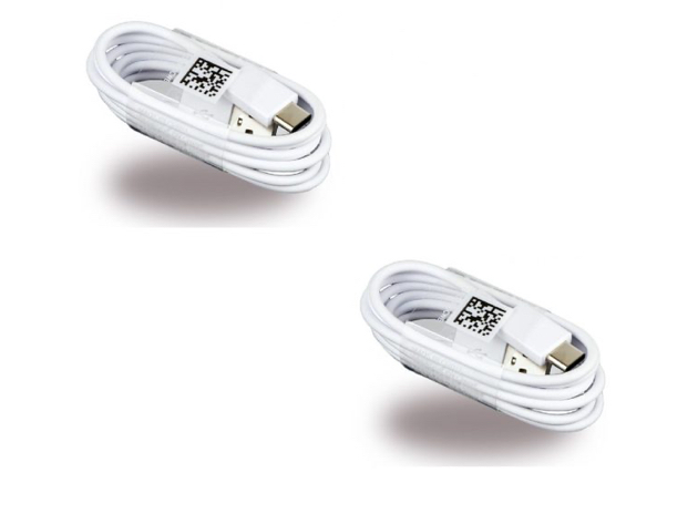 Two (2) Samsung USB-C Data Charging Cables for Galaxy S8/S8+ - White - Bulk Packaging