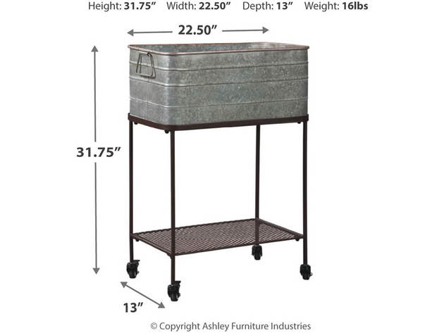 Ashley Signature Design A4000084 Vossman Beverage Tub Antique - Gray/Brown