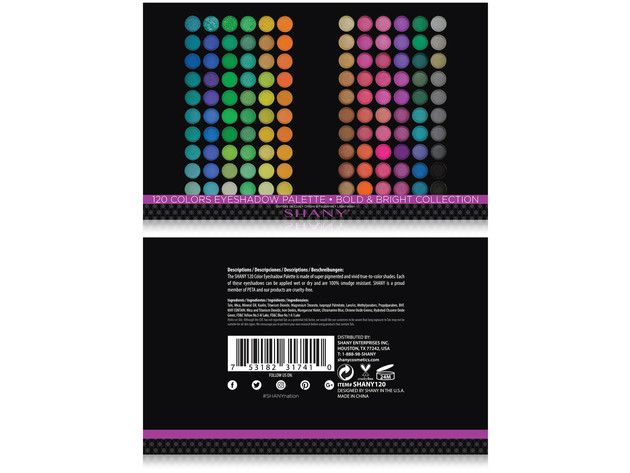 SHANY 120 Colors Eye shadow Palette, Bold and Bright Collection, Vivid Colors