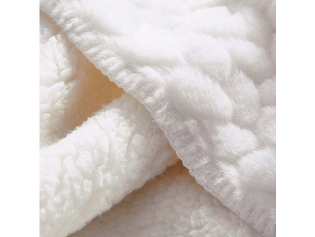 Etched Faux Fur Berber Throw Ivory