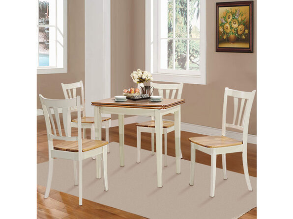 Costway Extendable 5 Piece Wood Dining Table Set 4 Chairs Kitchen Table W Extension Leaf Stacksocial