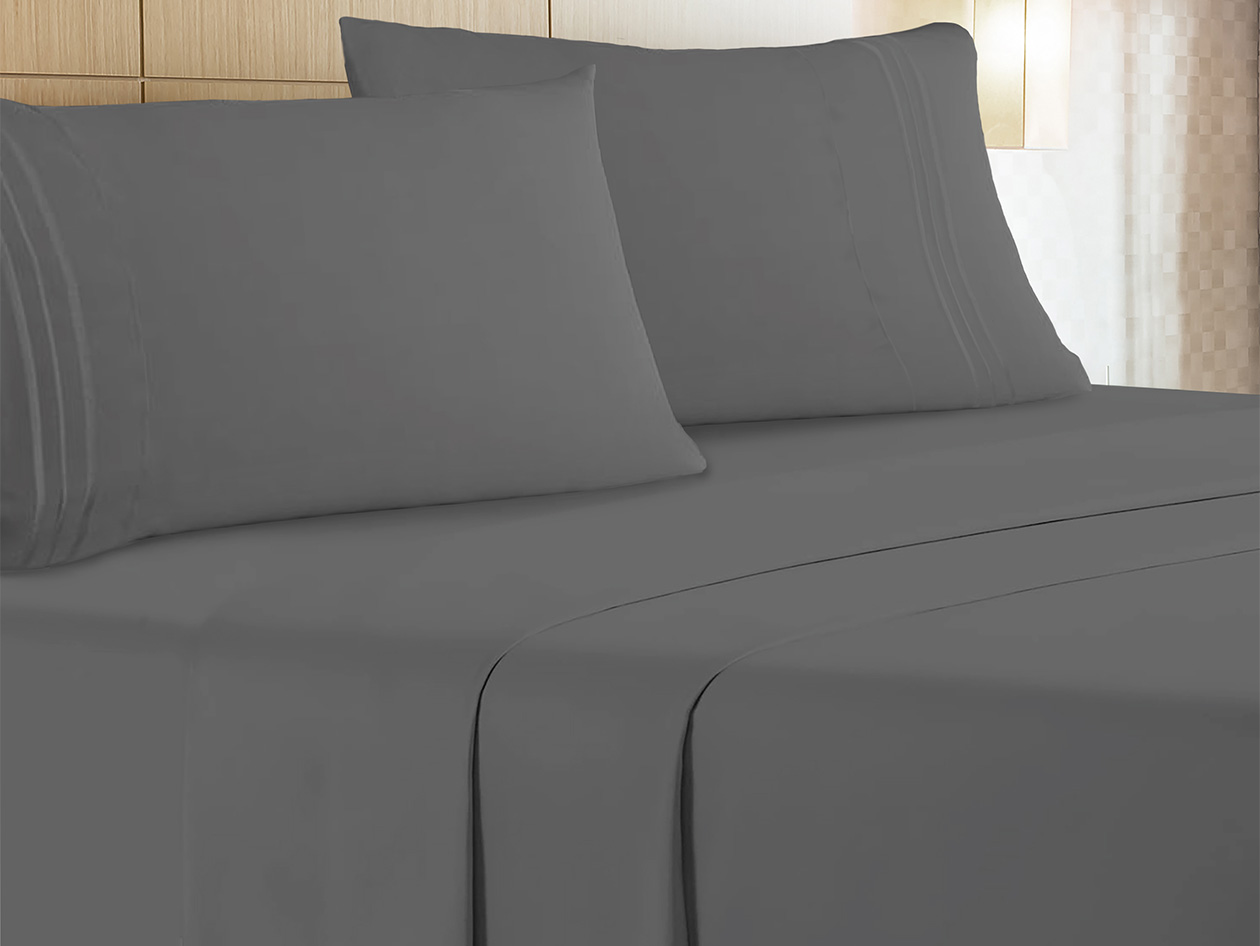 The Luxe 4-Piece Microfiber Bed Sheet Set (Charcoal/Twin)