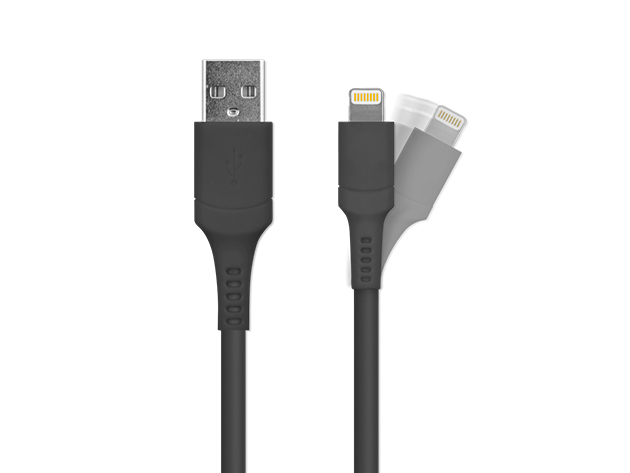 Logiix Sync & Charge Anti-Stress MFi Lightning Cable (Black/3-Pack)