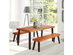 Costway 3 Piece Picnic Table Set Acacia Wood Table Bench with Steel Legs Outdoor Patio Red Brown + Dark Brown