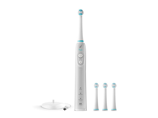 FLUX Oscillating Electric Toothbrush with 3 Brush Heads (White)