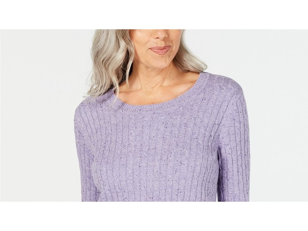 Karen Scott Women's Cable-Knit Sweater Purple Size Large