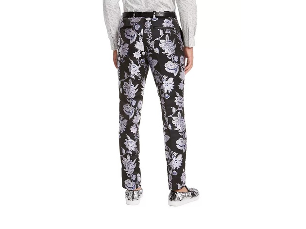 INC International Concepts Men's Slim-Fit Floral Jacquard Pants Blue Size 36X32