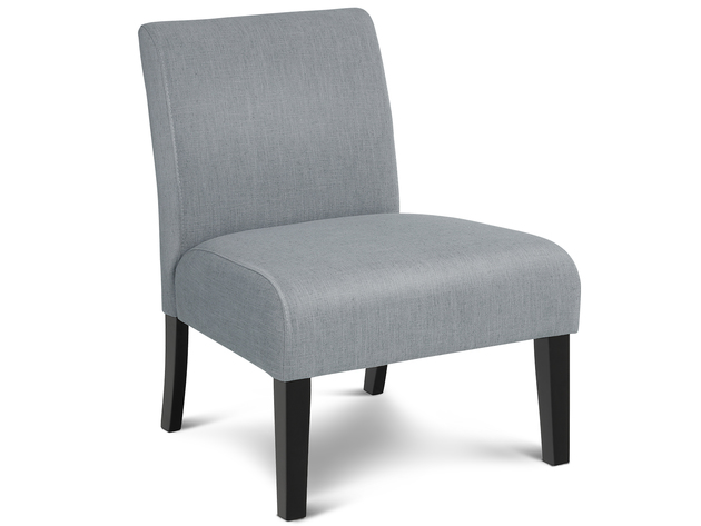 Costway Armless Accent Chair Fabric Leisure Chair Single Sofa w/Rubber Wood Legs - Gray