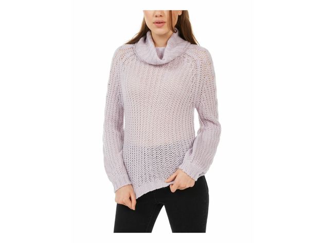 Planet Gold Juniors' Cowl-Neck Sweater Purple Size Small