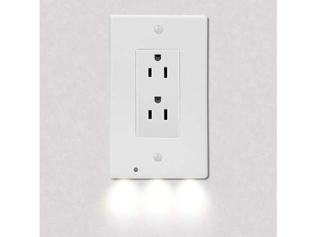 Outlet Cover with Built-In LED Night Light (Duplex/Rounded/10-Pack)