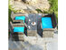 Costway 4 Piece Patio Rattan Furniture Set Conversation Glass Table Top Cushioned Turquoise