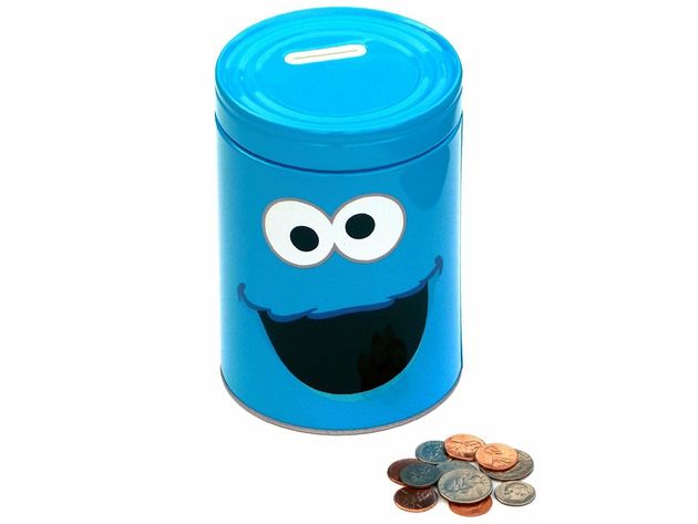 Cookie Monster Rounded Tin Coin Bank - Blue