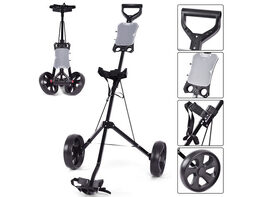 Costway Folding 2 Wheel Push Pull Golf Club Cart Trolley Swivel w/Scoreboard Lightweight - Black