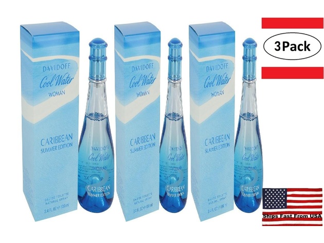 3 Pack Cool Water Caribbean Summer by Davidoff Eau De Toilette Spray 3.4 oz for Women