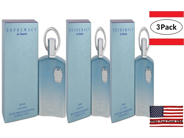3 Pack Supremacy in Heaven by Afnan Eau De Parfum Spray 3.4 oz for Men