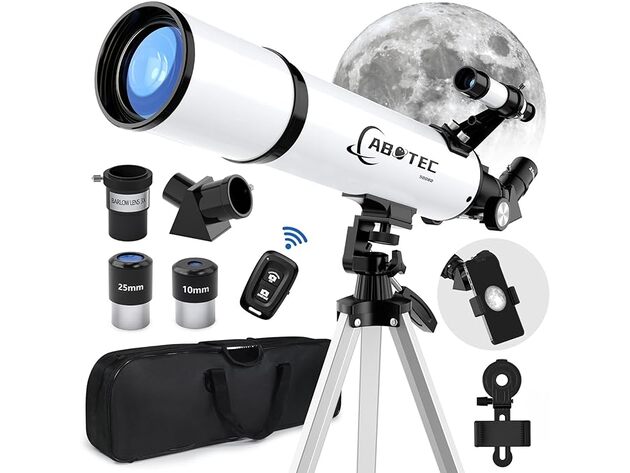 ABOTEC 50080 Telescope, 80mm Aperture, 500mm Refractor, 25X-250X