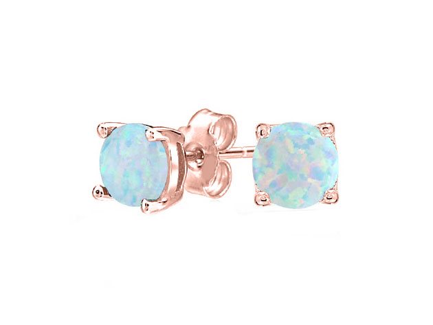 Oceanic Opal-like Stud Earrings (Rose Gold)