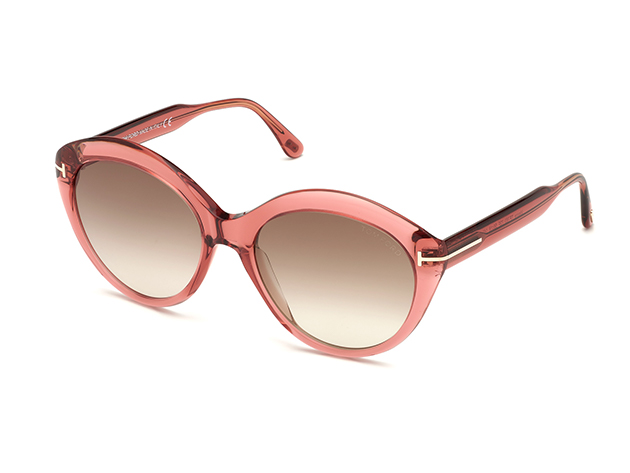 Tom Ford Shiny Pink & Gradient Brown Round Sunglasses (Store-Display Model)