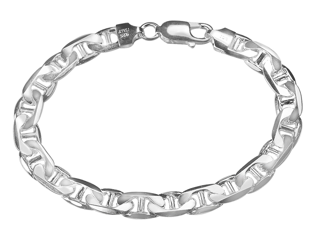 Sterling Silver Mens Anchor Chain Bracelet (9 Inches)