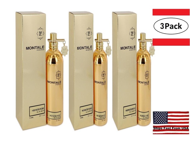 3 Pack Montale Highness Rose by Montale Eau De Parfum Spray 3.4 oz for Women