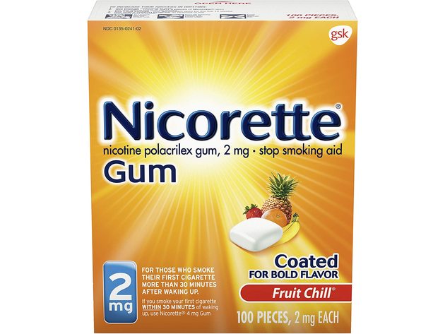 Nicorette 2mg Gum Stop Smoking Aid, Help You Quit Smoking, Fruit Chill, 100 Count