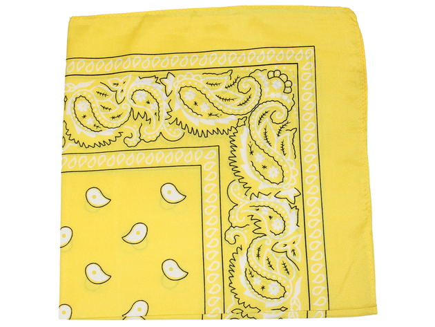 Paisley Bandanas Head Wrap, 100% Cotton Double Sided, 21 x 21 Inch - Yellow