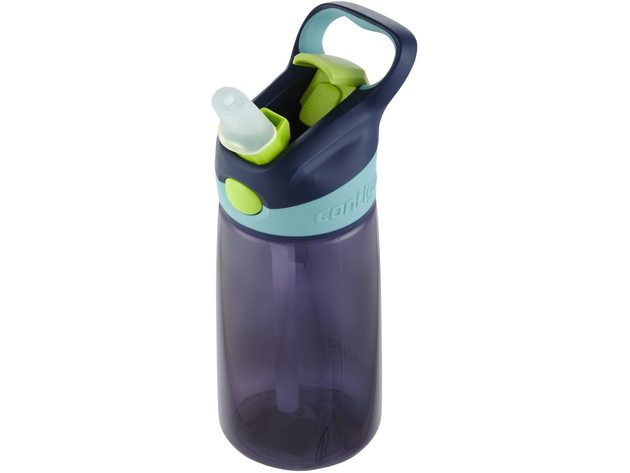 Contigo AUTOSPOUT Straw Striker Kids Water Bottle, Easy Grip Construction, 100 % BPA-Free, 14 Ounces, Navy/Green