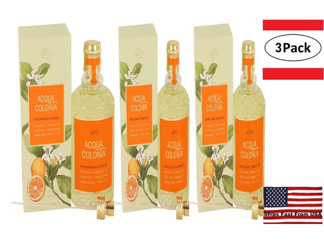 3 Pack 4711 Acqua Colonia Mandarine & Cardamom by Maurer & Wirtz Eau De Cologne Spray (Unisex) 5.7 oz for Women