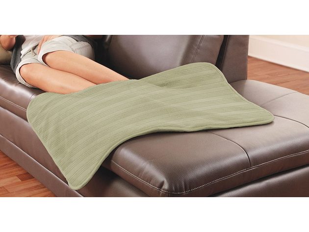 Serta Ultra Soft Triple Ribbed Plush Electric Heated Foot Warming Pad Sage - Sage