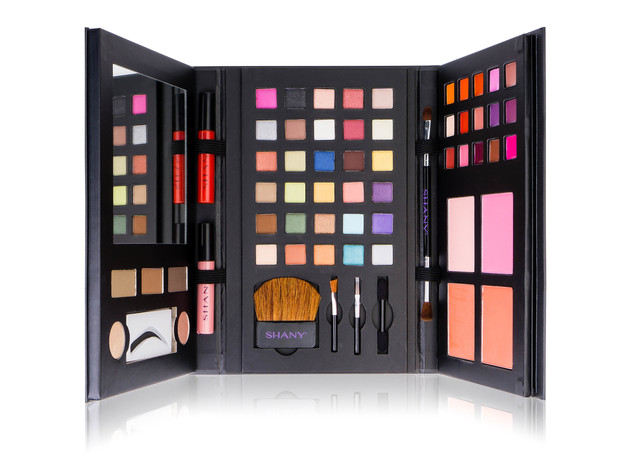 SHANY Luxe Book Makeup Set - All In One Travel Cosmetics Kit with 30 Eyeshadows,  15 Lip Colors, 5 Brushes, 4 Pressed Blushes, 3 Brow Colors, and Mirror