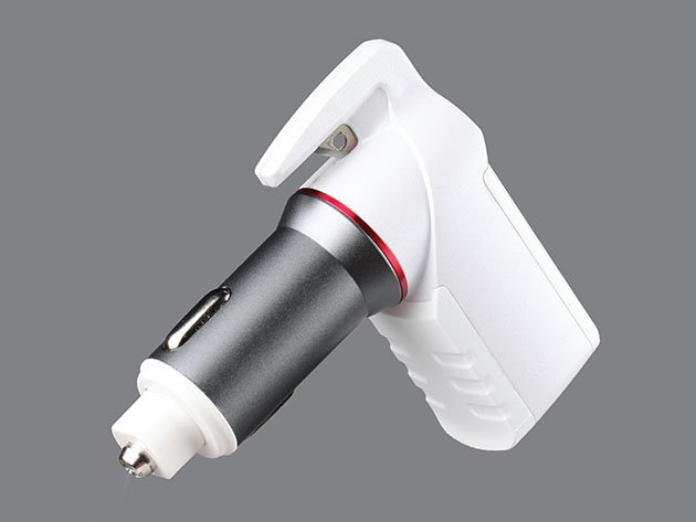 USB Car Charger Emergency Escape Tool (White)