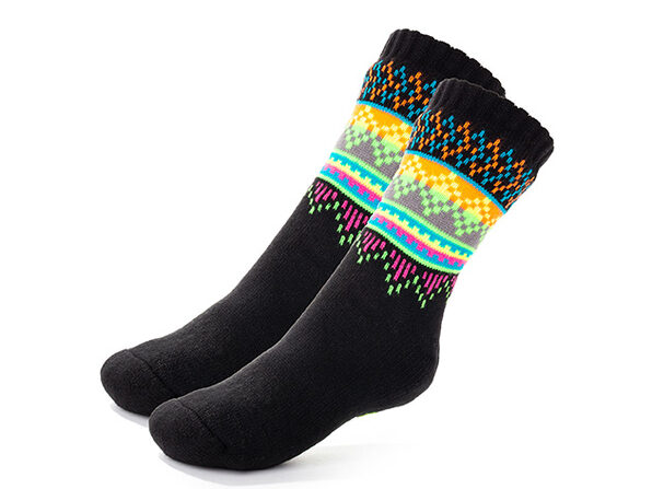 Extra Thick Winter Slipper Socks with Non-Slip Grip  - Black Neon - Product Image