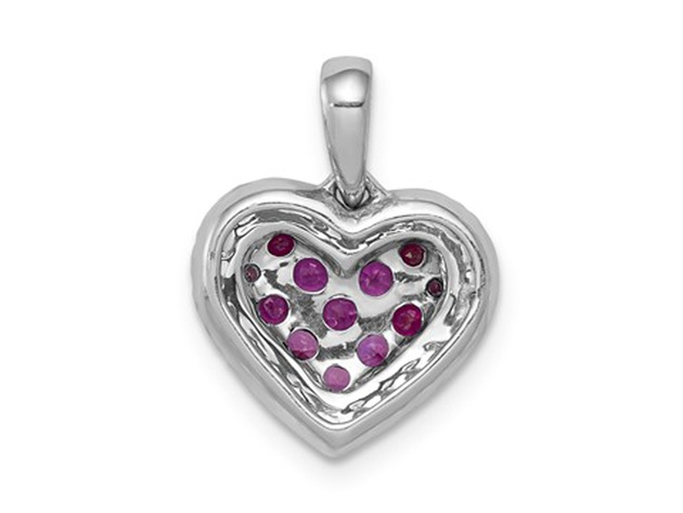 3/10 Carat (ctw) Natural Ruby Heart Pendant Necklace in 14K White Gold with Chain
