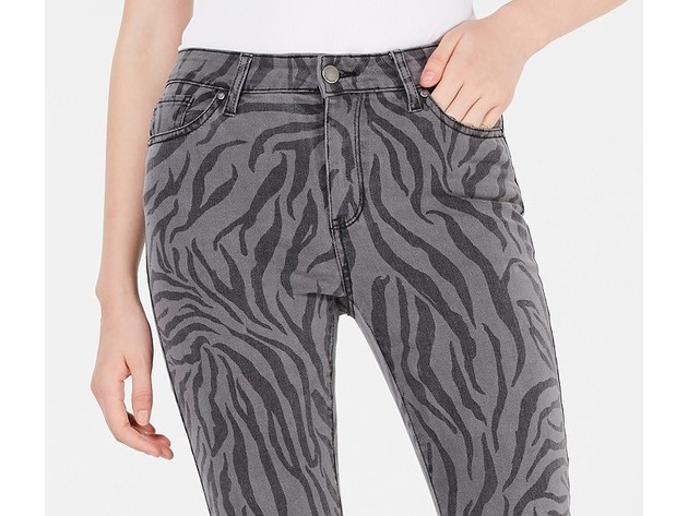 Tinseltown Juniors' Zebra-Print Skinny Jeans Gray Size 1