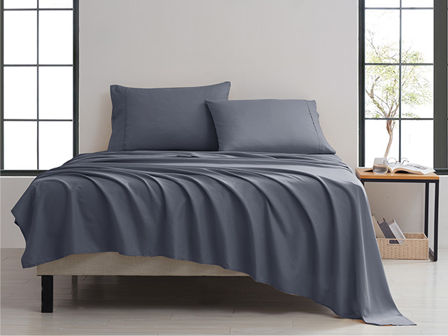 4-Piece Kathy Ireland Twill Weave Luxury Sheet Set (Grey/Queen)