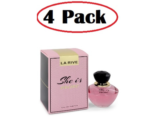 4 Pack of La Rive She is Mine by La Rive Eau De Parfum Spray 3 oz