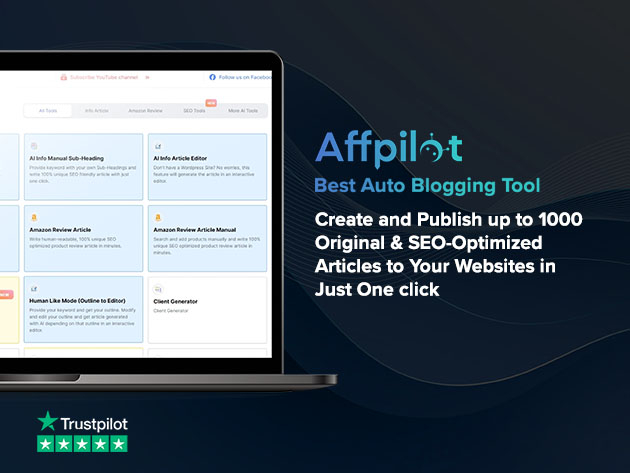 Affpilot AI Writing Tool Ultra Lite Plan: Lifetime Subscription