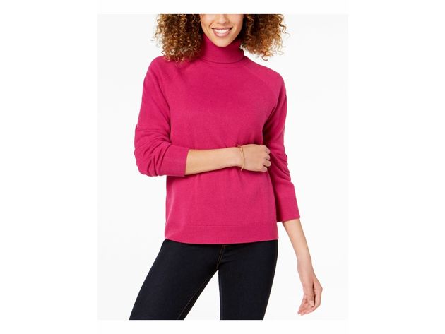 Karen Scott Women's Luxsoft Turtleneck Sweater Raspberry Size Small