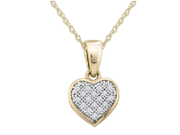 Diamond Heart Pendant Necklace 1/20 Carat (ctw) in 10K Yellow Gold20
