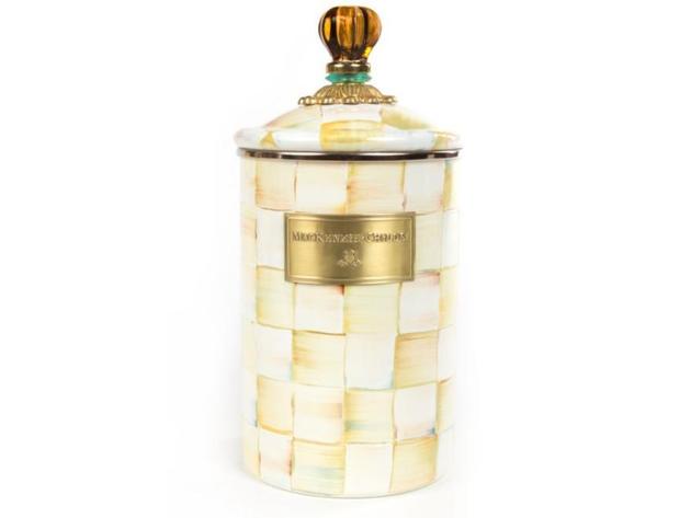 MacKenzie-Childs Parchment Check Enamel Canister - Large