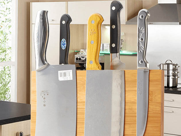 Magnetic Bamboo Multi-Function Knife Holder