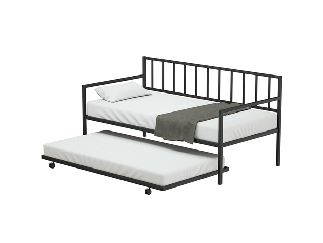 Costway Platform Bed Sofa DayBed Twin Trundle DayBed 4 Casters Mattress 