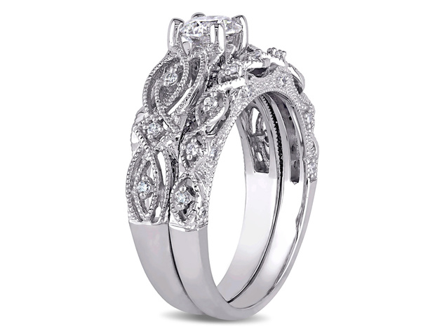 3/4 Carat (ctw H-I, I2-I3) Diamond Engagement Ring & Wedding Band Set in 10K White Gold - 10