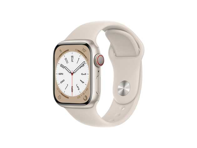 Apple Watch Series 8 (2022) Aluminum with Silicone Band - 41mm/Starlight (Refurbished Grade A: GPS + Cellular)