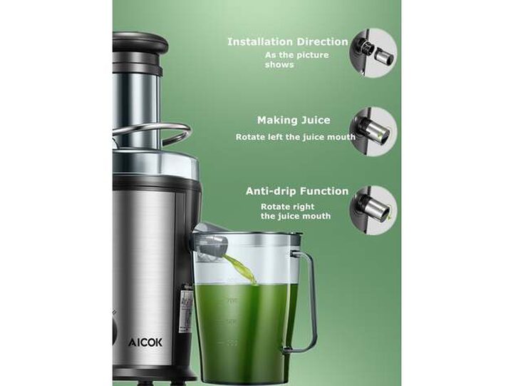 Aicok Juicer Centrifugal Juicer Machine Wide 3&rdquo Feed Chute Juice Extractor Easy to Clean, Fruit Juicer with Pulse Function