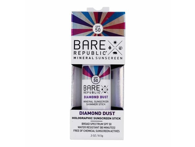 Bare Republic Mineral SPF50 Shimmer Holographic Sunscreen Stick, Natural Marshmallow,  0.3 Ounce